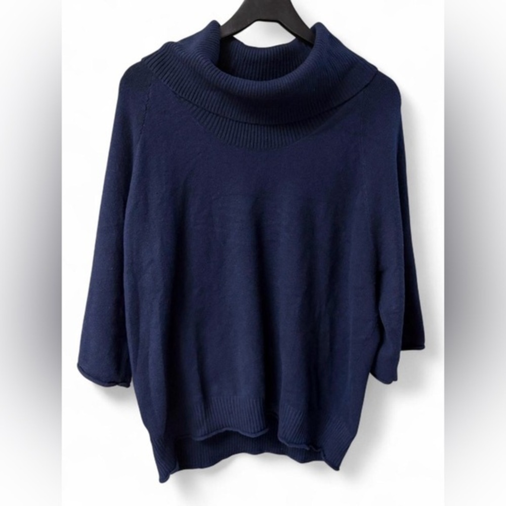 NWT Women's Loft Navy Cowl Neck 3/4 Sleeve Sweater Large Soft Casual